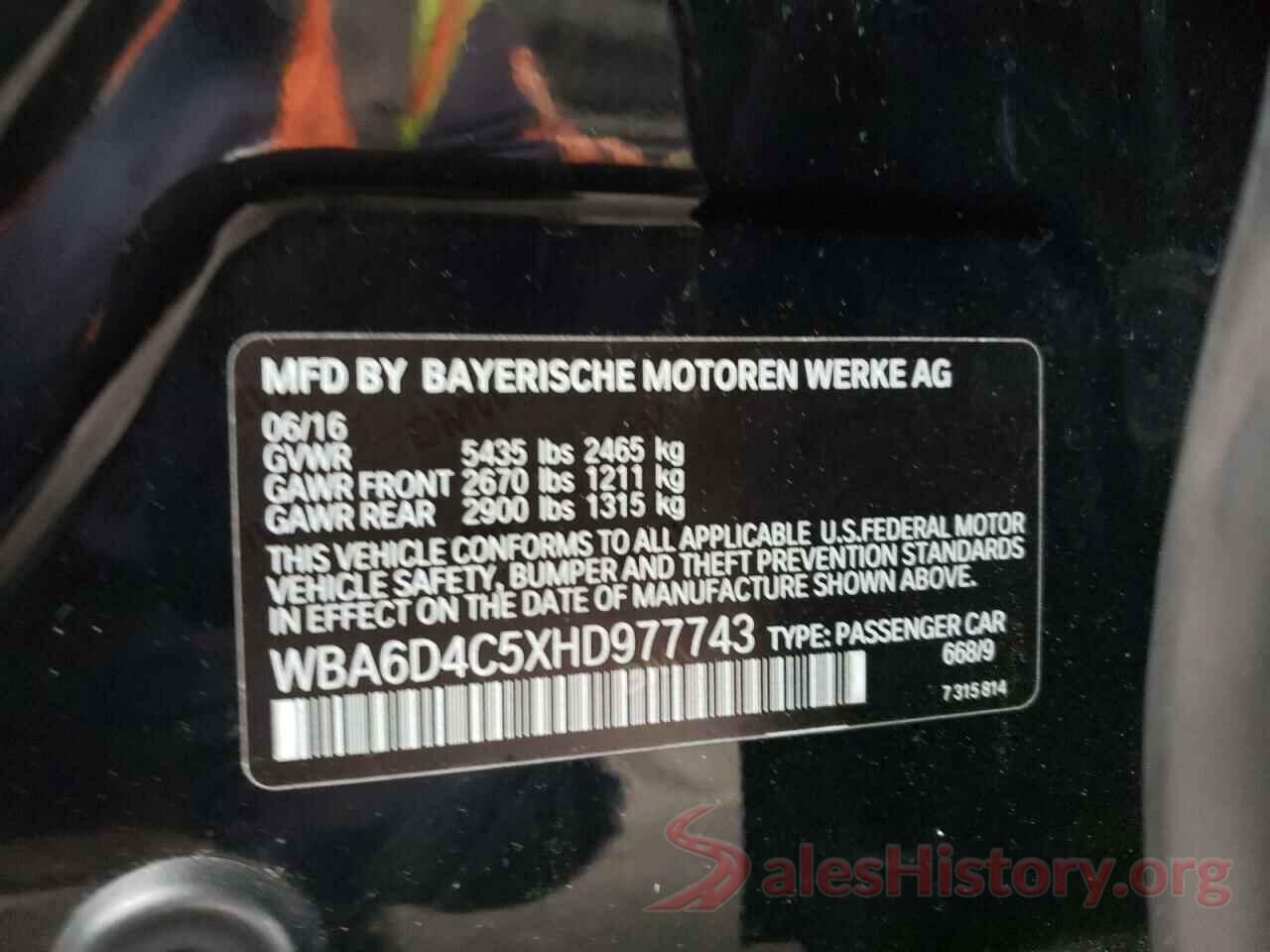 WBA6D4C5XHD977743 2017 BMW 6 SERIES