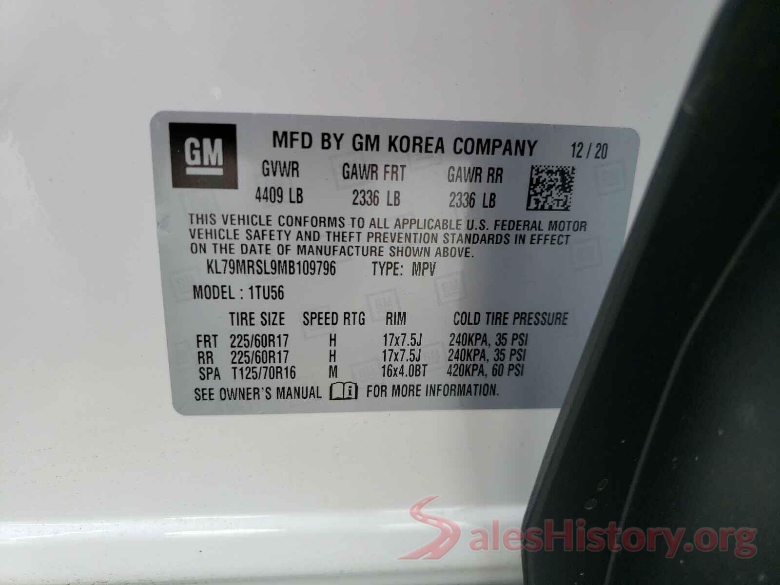 KL79MRSL9MB109796 2021 CHEVROLET TRAILBLAZE