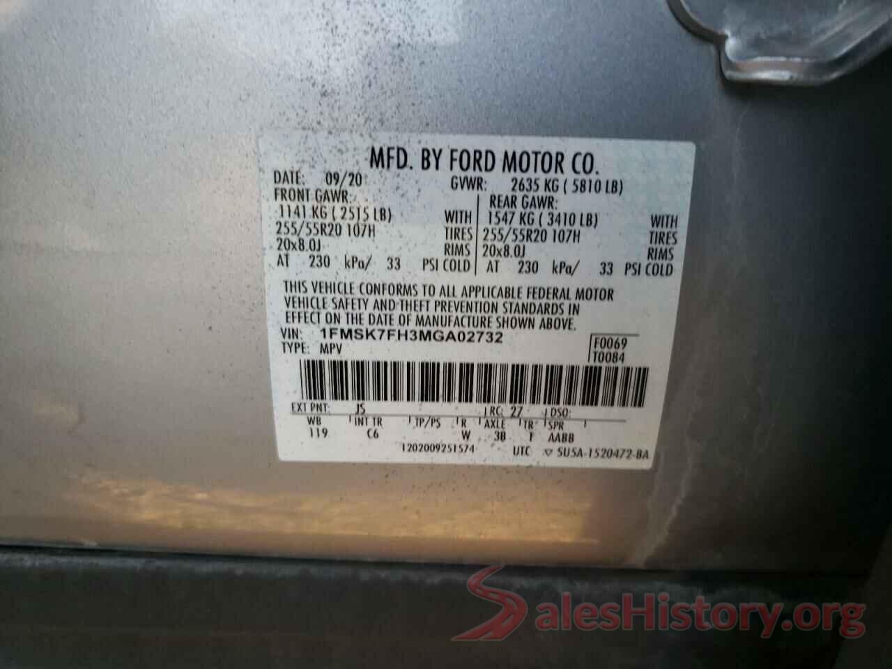 1FMSK7FH3MGA02732 2021 FORD EXPLORER