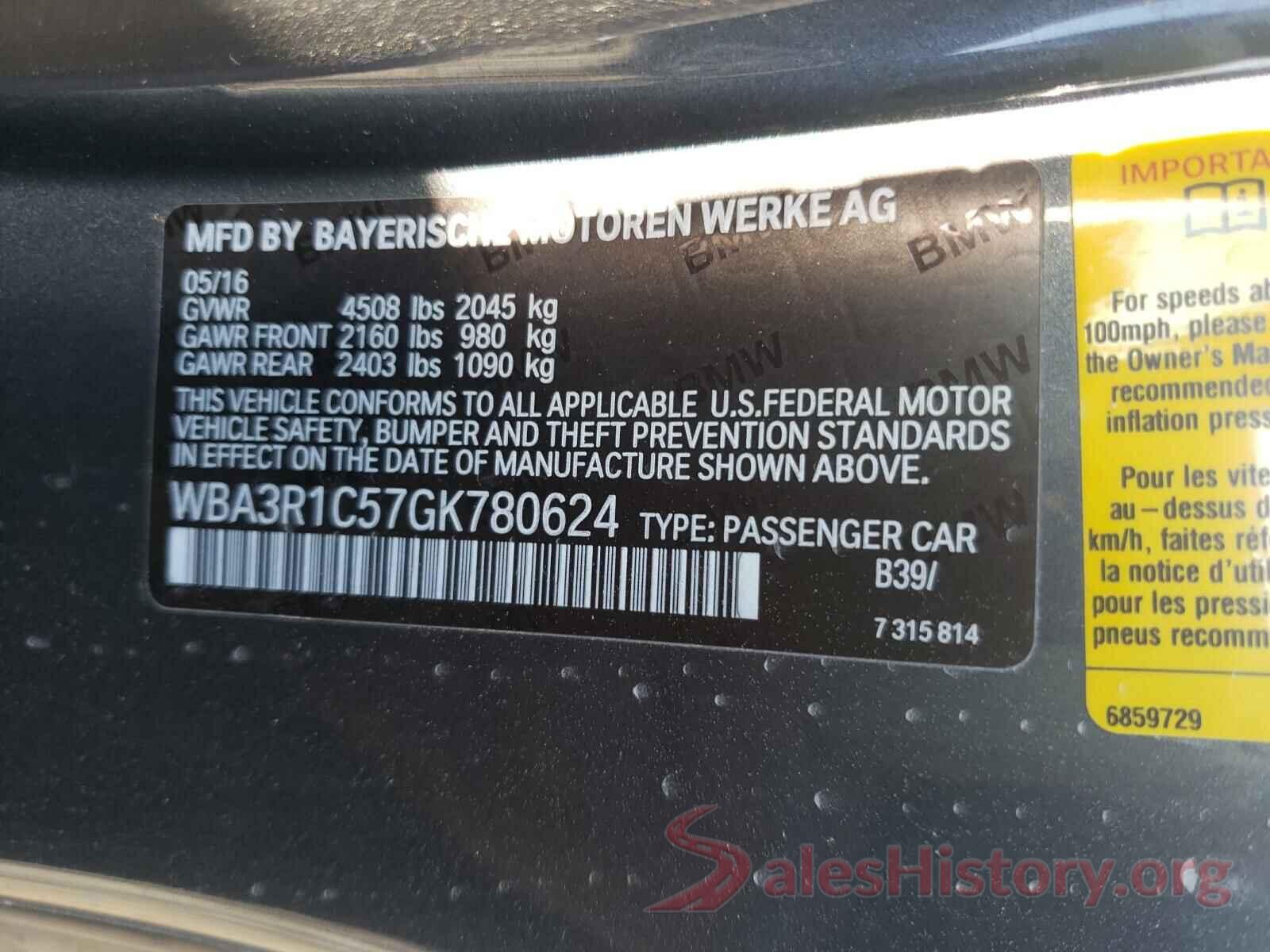 WBA3R1C57GK780624 2016 BMW 4 SERIES