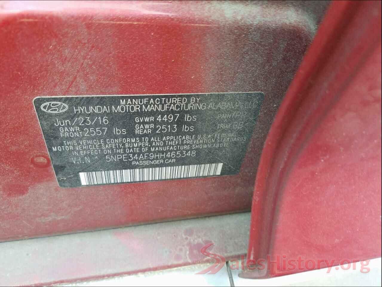 5NPE34AF9HH465348 2017 HYUNDAI SONATA