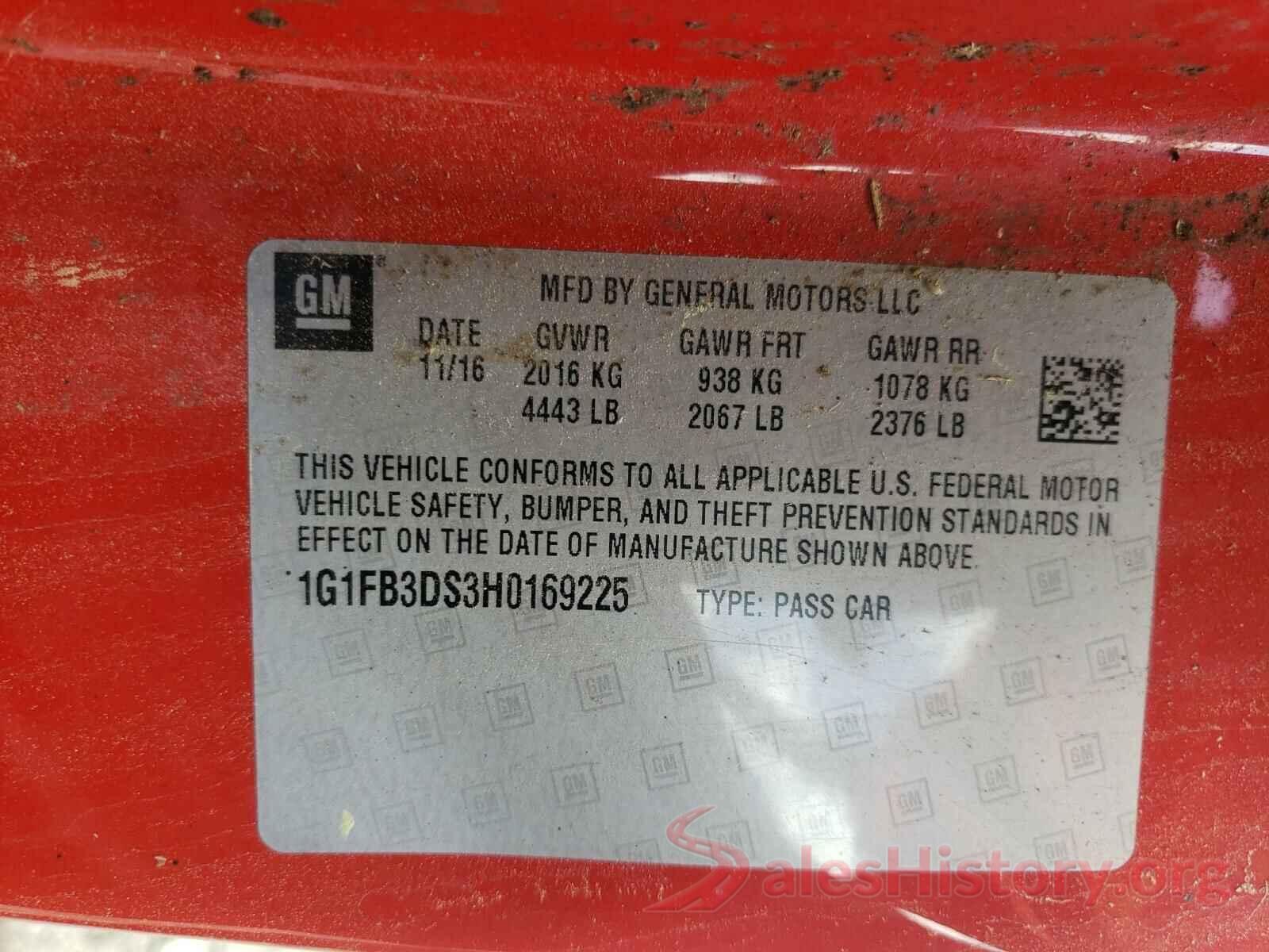 1G1FB3DS3H0169225 2017 CHEVROLET CAMARO