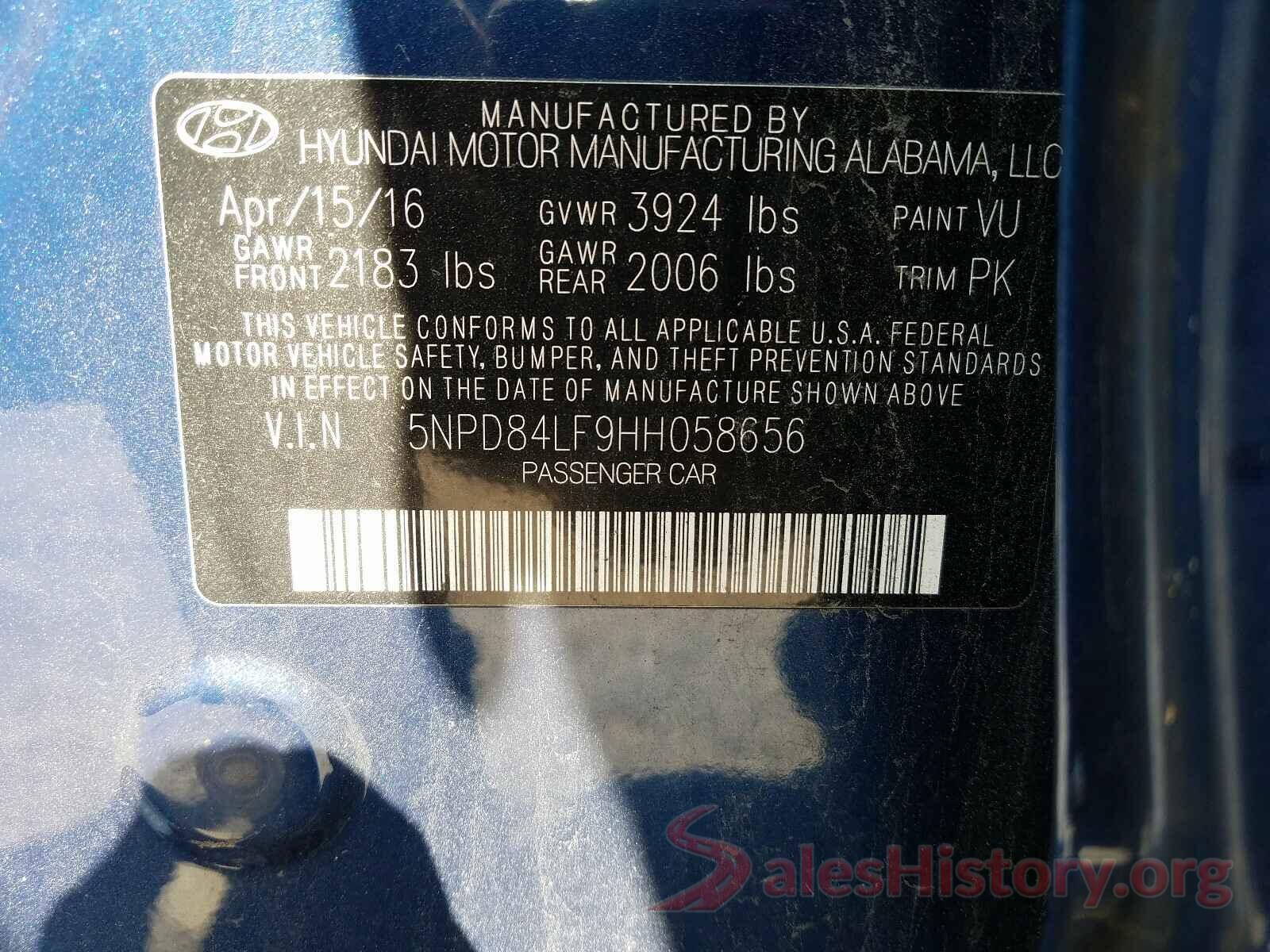 5NPD84LF9HH058656 2017 HYUNDAI ELANTRA