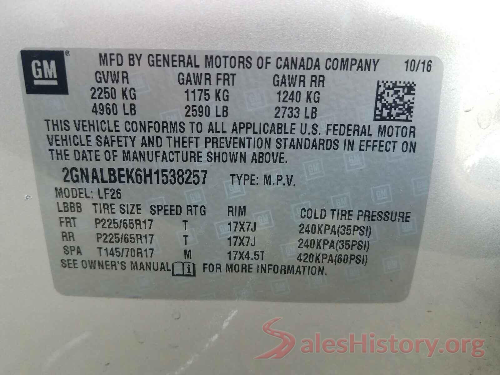 2GNALBEK6H1538257 2017 CHEVROLET EQUINOX