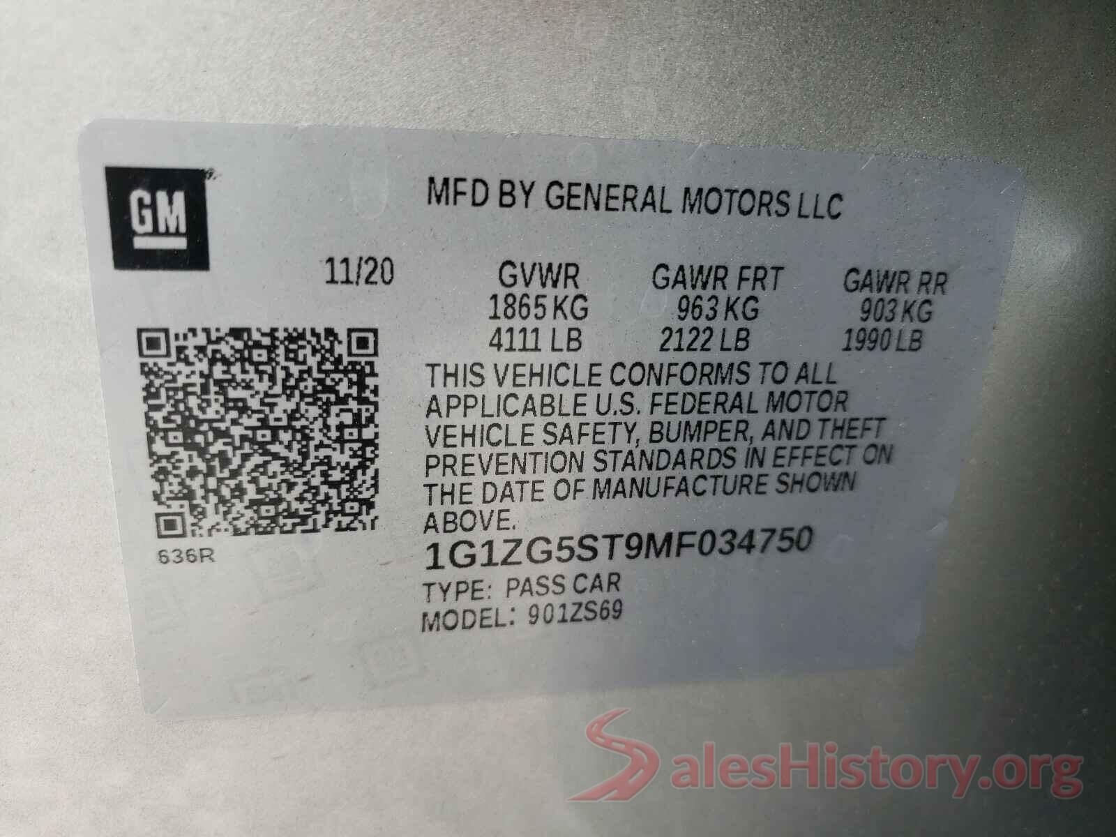 1G1ZG5ST9MF034750 2021 CHEVROLET MALIBU