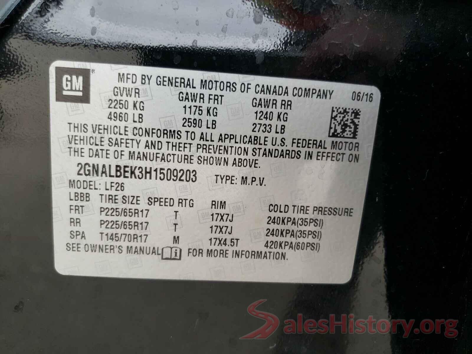 2GNALBEK3H1509203 2017 CHEVROLET EQUINOX