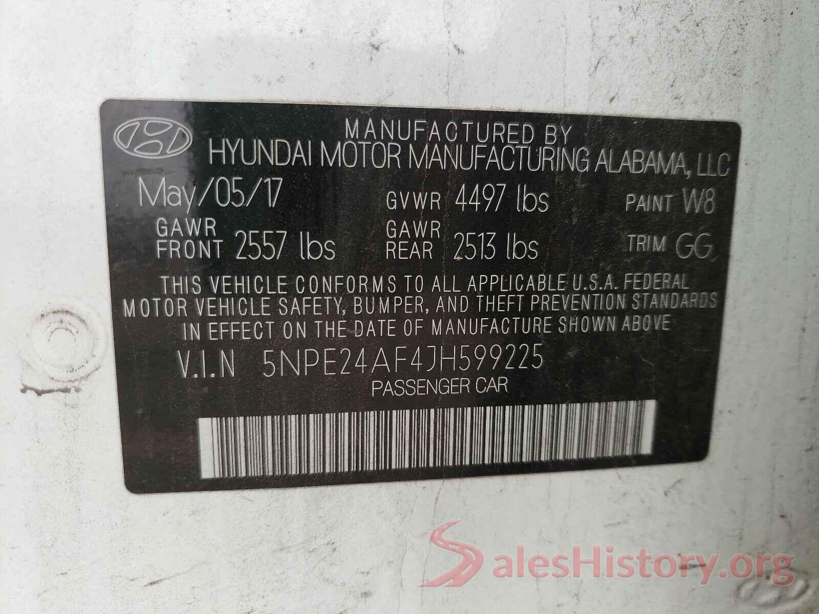 5NPE24AF4JH599225 2018 HYUNDAI SONATA