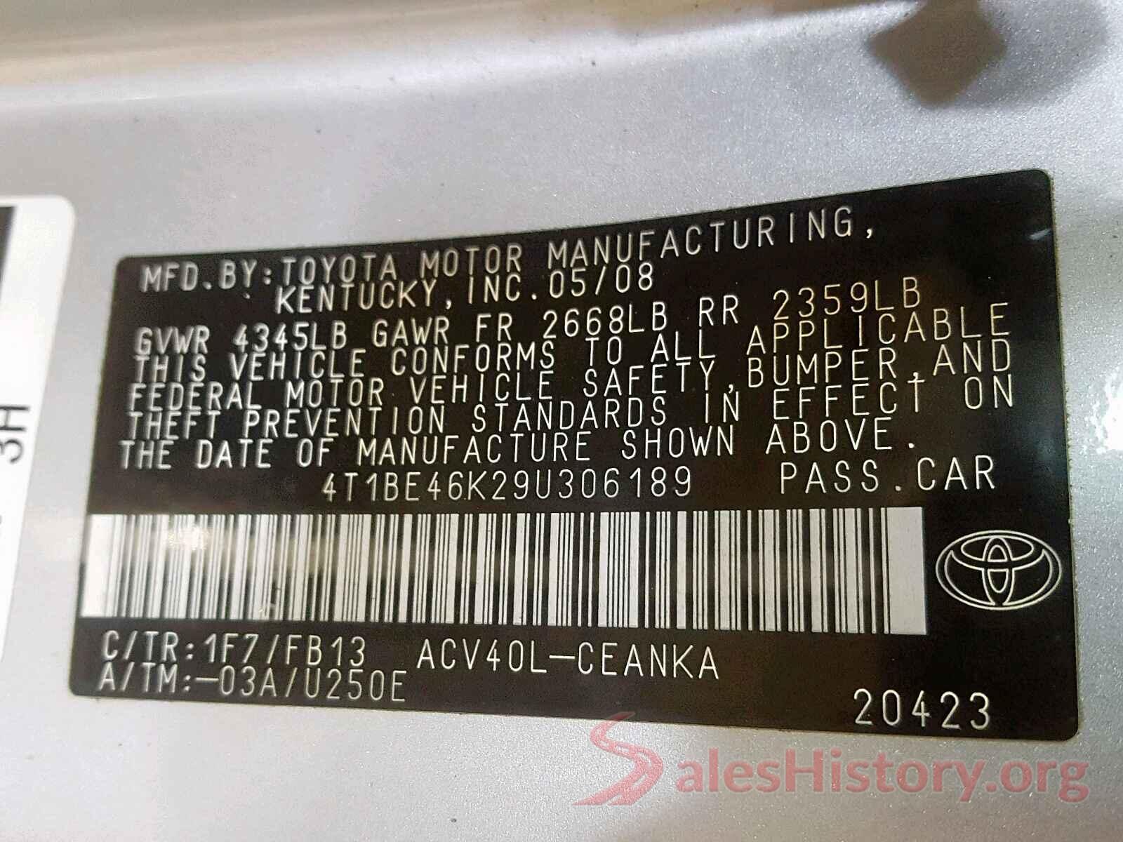 4T1BE46K29U306189 2009 TOYOTA CAMRY BASE