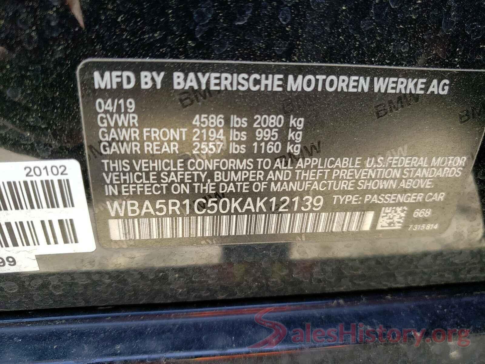 WBA5R1C50KAK12139 2019 BMW 3 SERIES