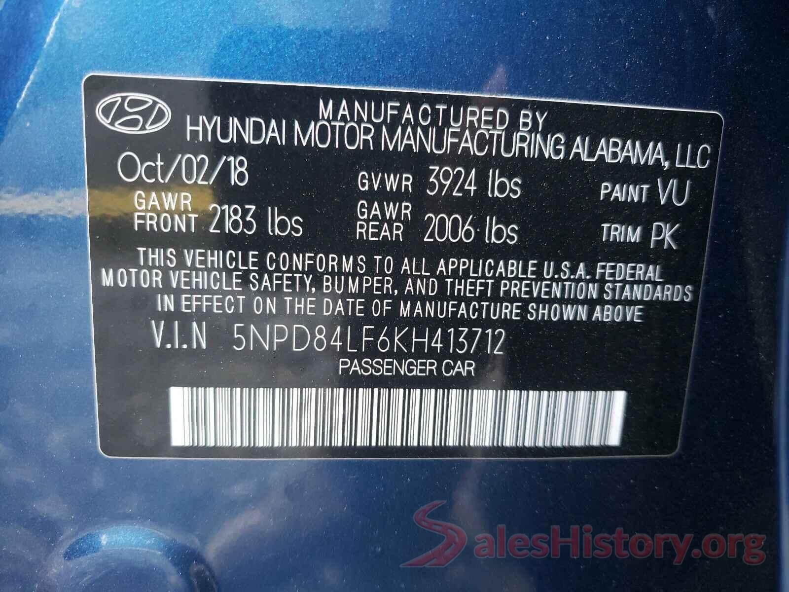 5NPD84LF6KH413712 2019 HYUNDAI ELANTRA