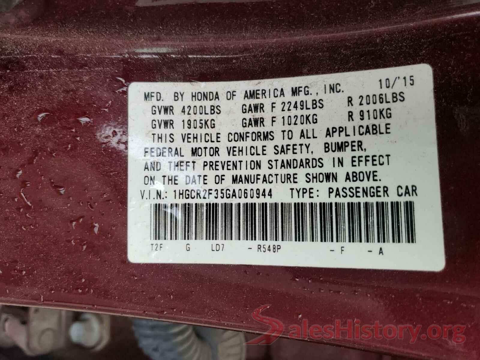 1HGCR2F35GA060944 2016 HONDA ACCORD