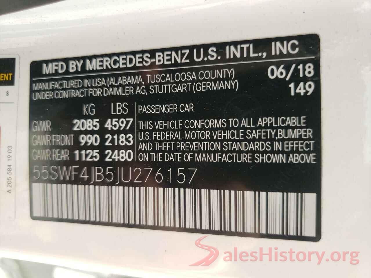 55SWF4JB5JU276157 2018 MERCEDES-BENZ C-CLASS