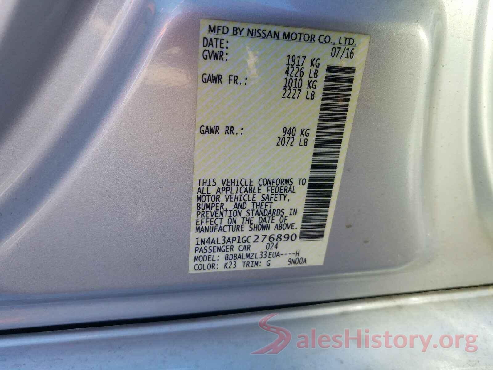 1N4AL3AP1GC276890 2016 NISSAN ALTIMA