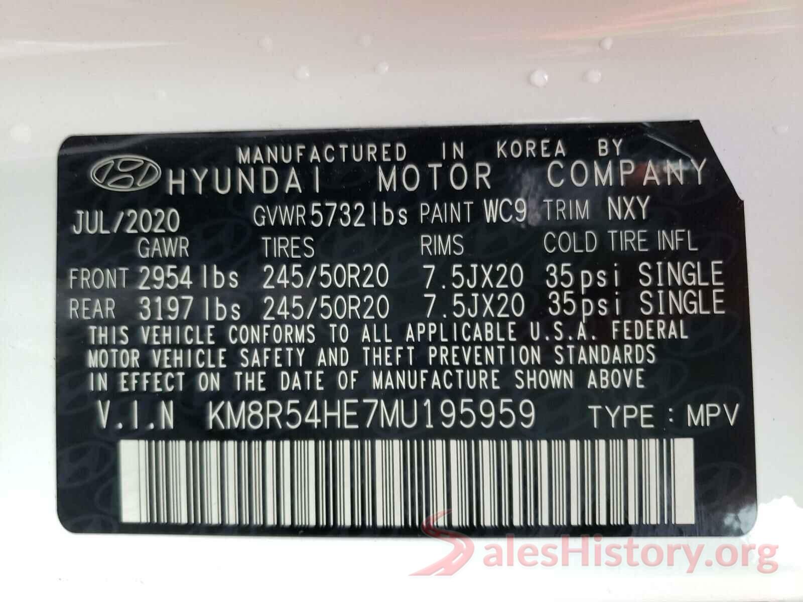 KM8R54HE7MU195959 2021 HYUNDAI PALISADE