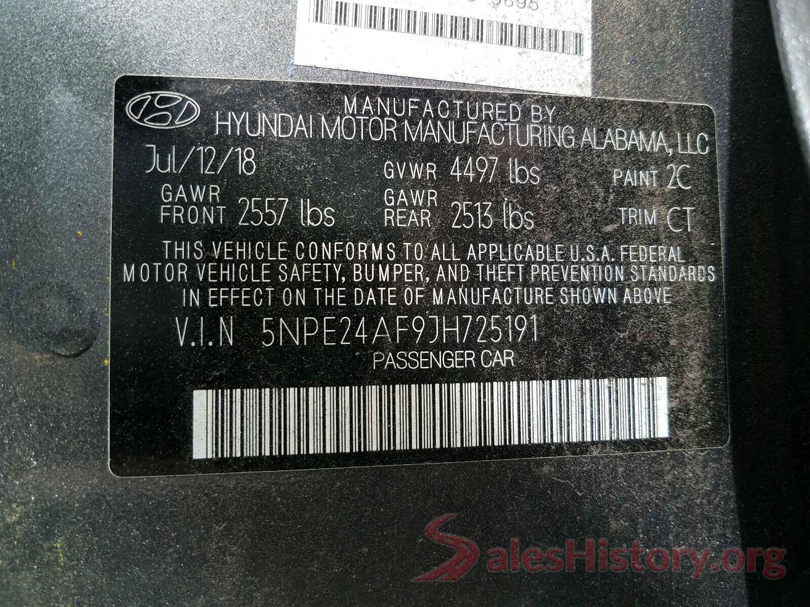 5NPE24AF9JH725191 2018 HYUNDAI SONATA