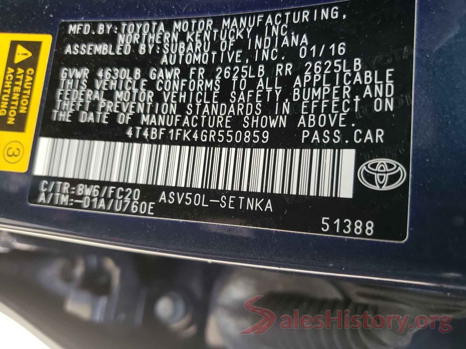 4T4BF1FK4GR550859 2016 TOYOTA CAMRY