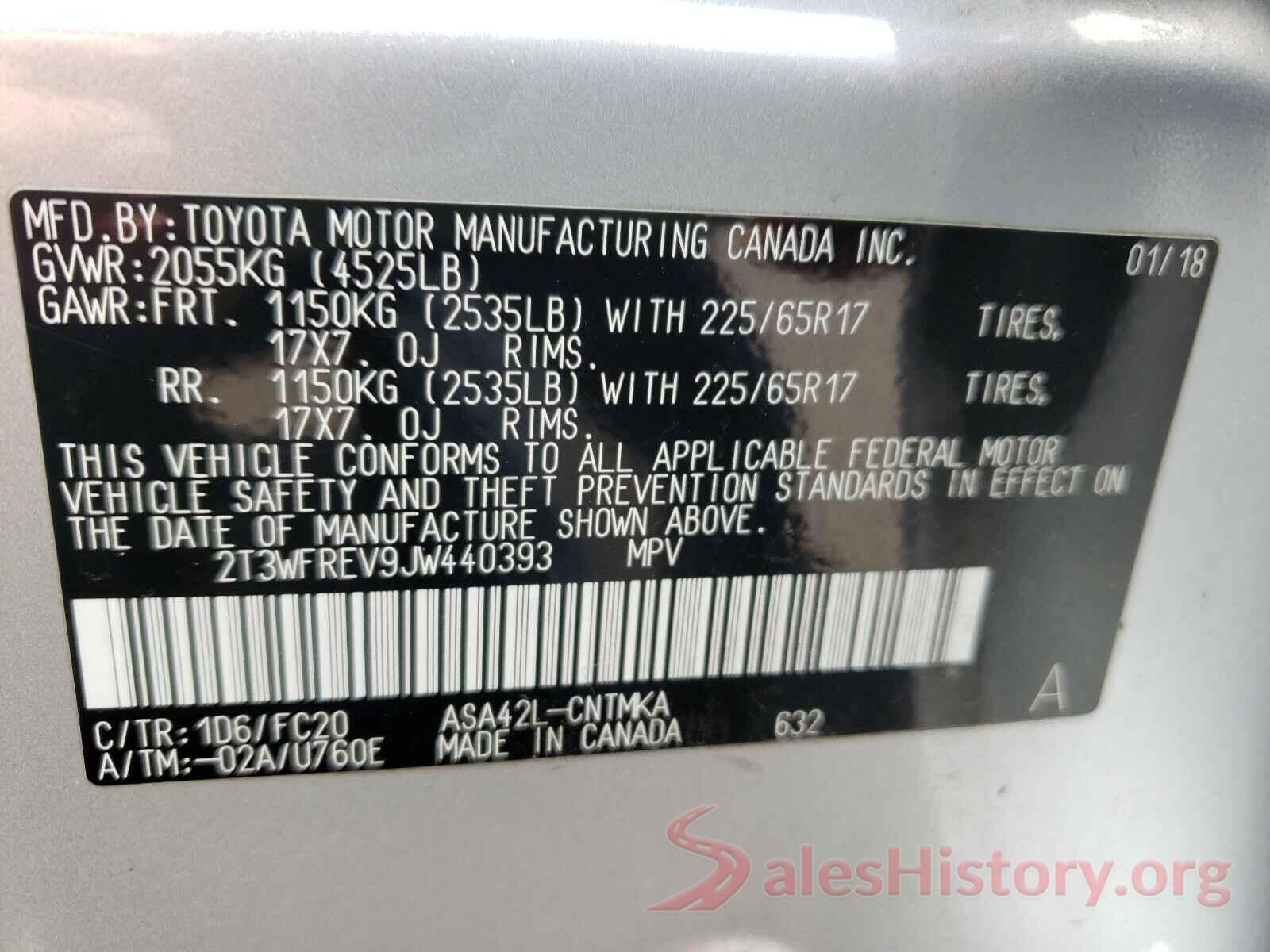 2T3WFREV9JW440393 2018 TOYOTA RAV4