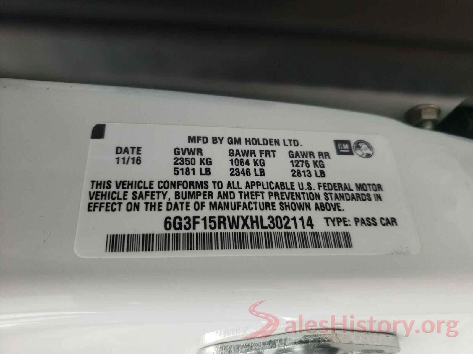 6G3F15RWXHL302114 2017 CHEVROLET ALL OTHER