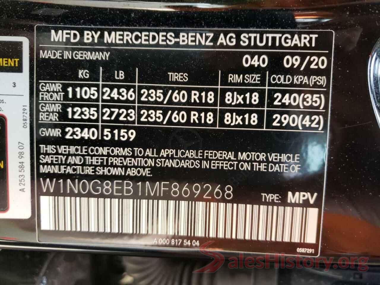 W1N0G8EB1MF869268 2021 MERCEDES-BENZ GLC-CLASS