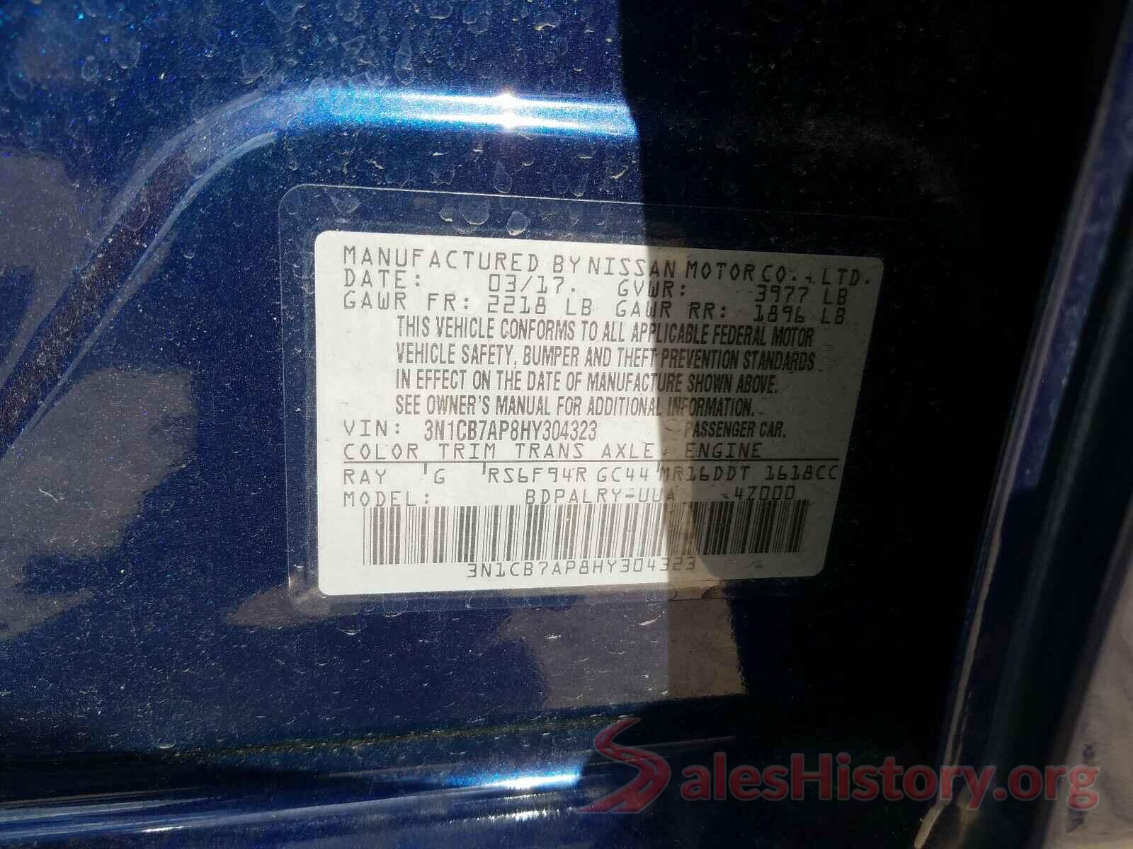 3N1CB7AP8HY304323 2017 NISSAN SENTRA