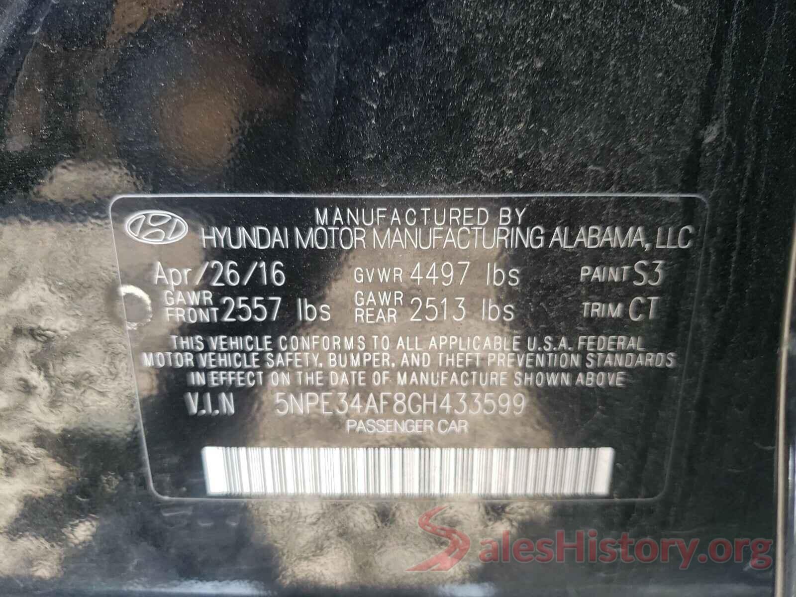 5NPE34AF8GH433599 2016 HYUNDAI SONATA