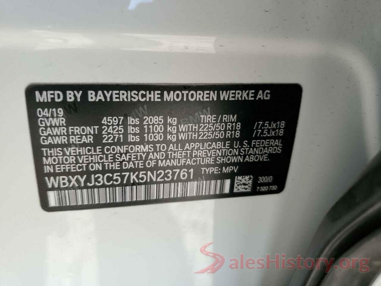 WBXYJ3C57K5N23761 2019 BMW X2