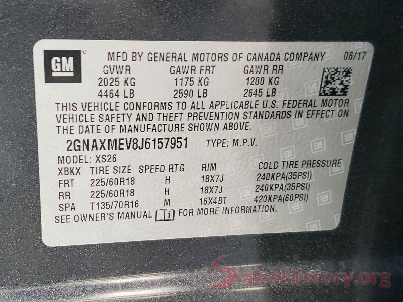 2GNAXMEV8J6157951 2018 CHEVROLET EQUINOX