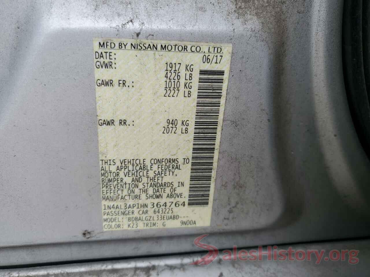 1N4AL3AP1HN364764 2017 NISSAN ALTIMA