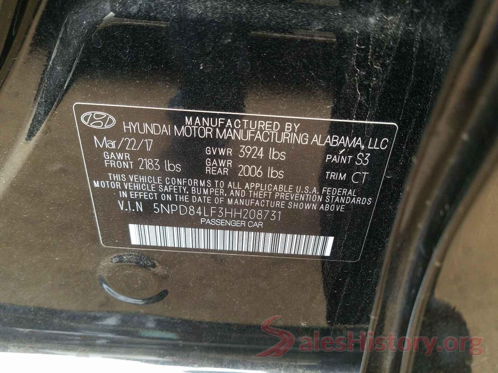 5NPD84LF3HH208731 2017 HYUNDAI ELANTRA