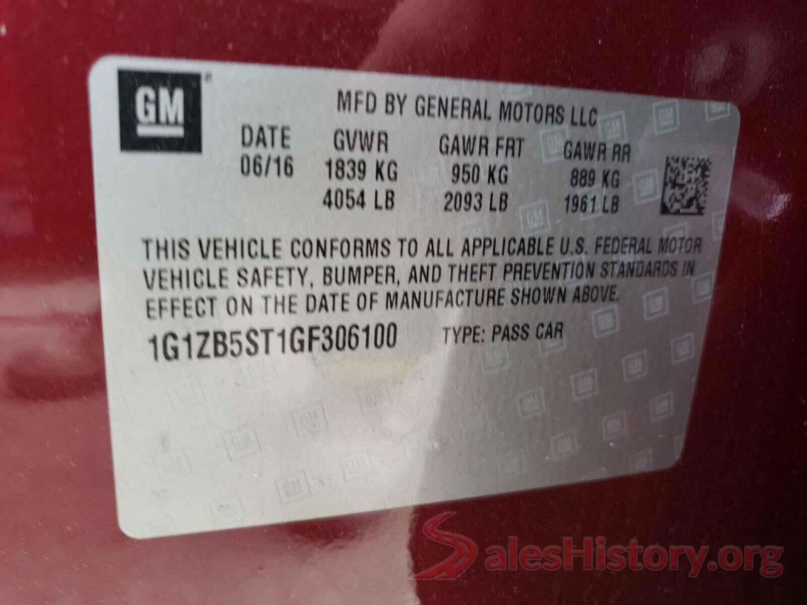 1G1ZB5ST1GF306100 2016 CHEVROLET MALIBU