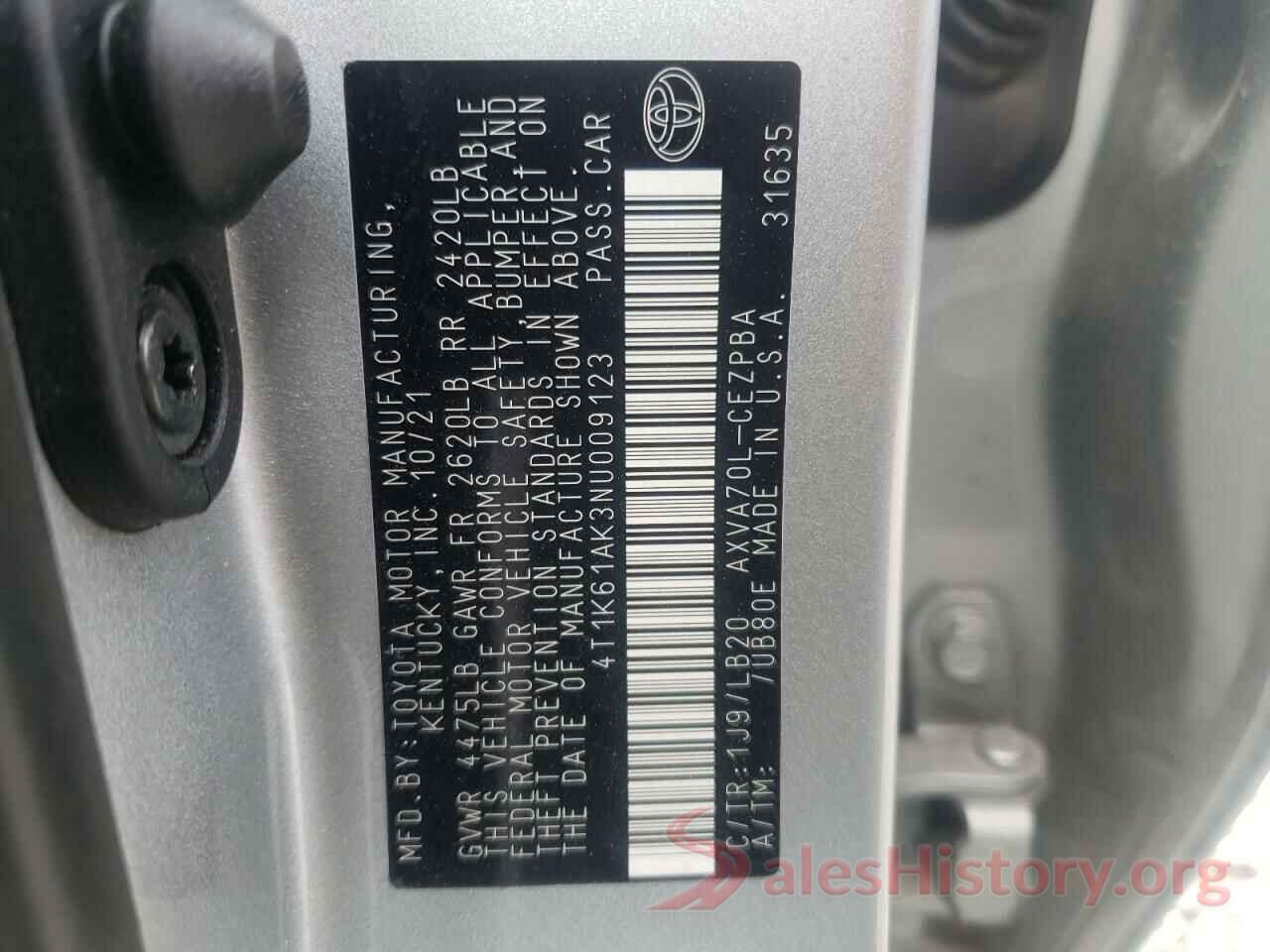 4T1K61AK3NU009123 2022 TOYOTA CAMRY