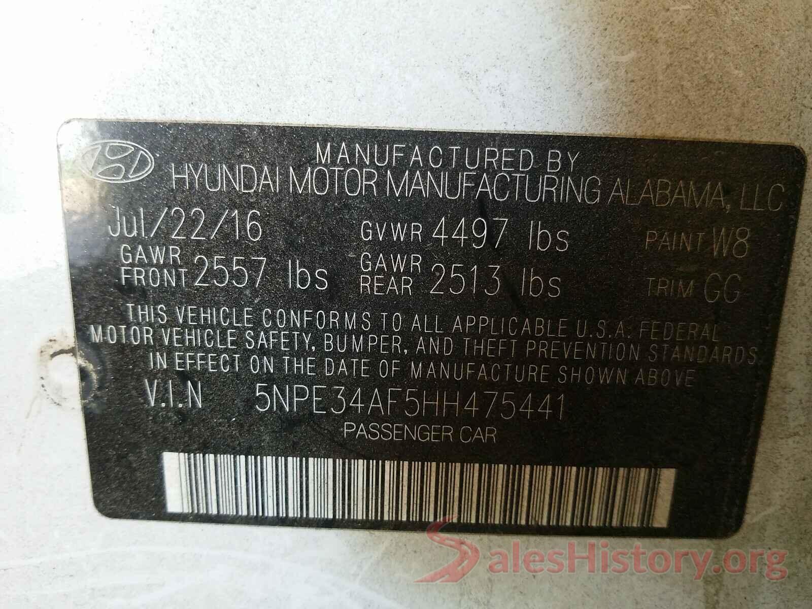 5NPE34AF5HH475441 2017 HYUNDAI SONATA