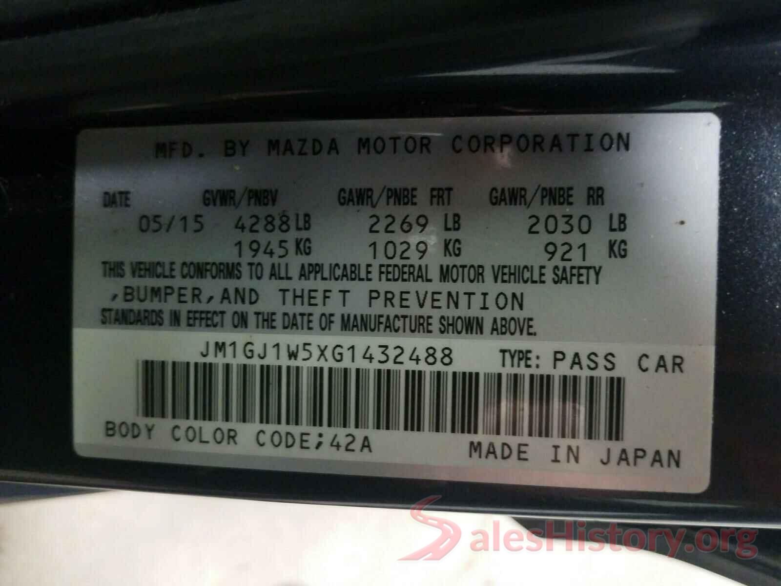 JM1GJ1W5XG1432488 2016 MAZDA 6