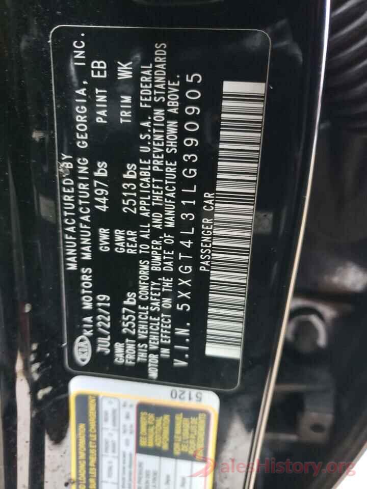 5XXGT4L31LG390905 2020 KIA OPTIMA