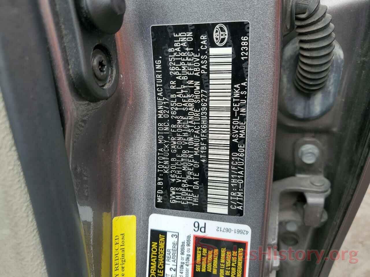 4T1BF1FK6HU396277 2017 TOYOTA CAMRY