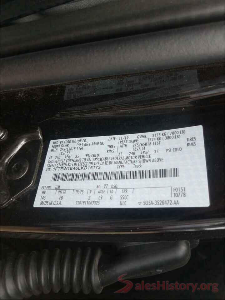 1FTEW1E46LKD15173 2020 FORD F150