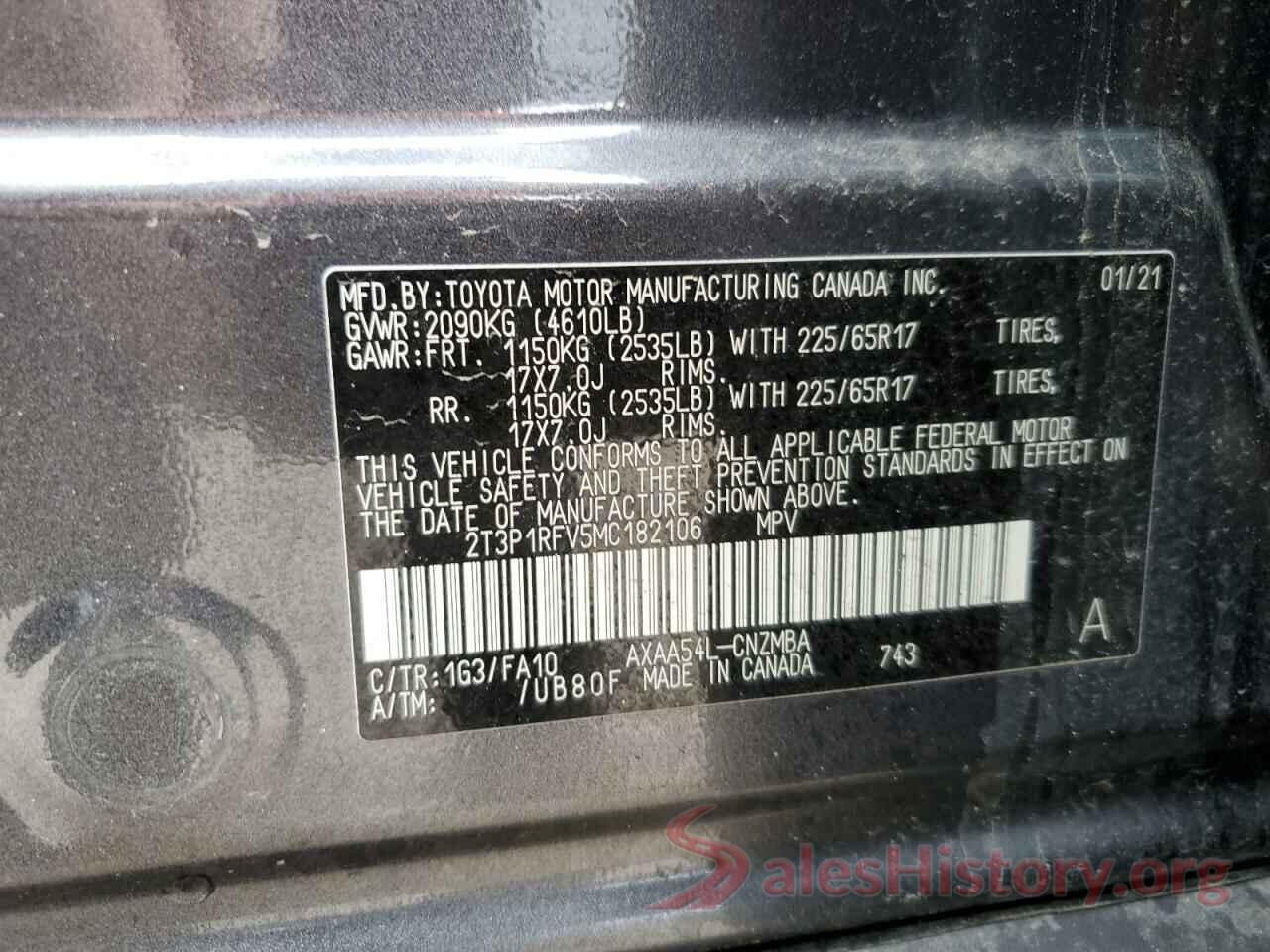 2T3P1RFV5MC182106 2021 TOYOTA RAV4