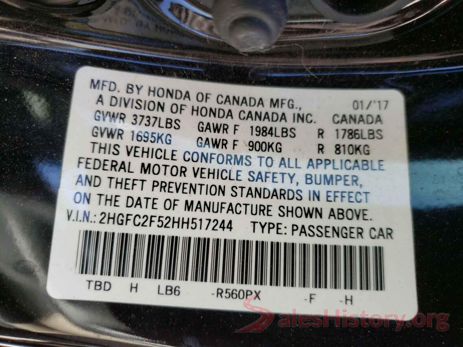 2HGFC2F52HH517244 2017 HONDA CIVIC