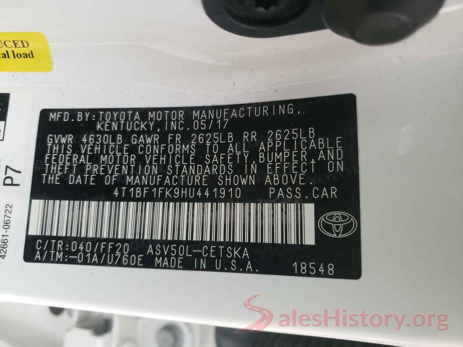 4T1BF1FK9HU441910 2017 TOYOTA CAMRY