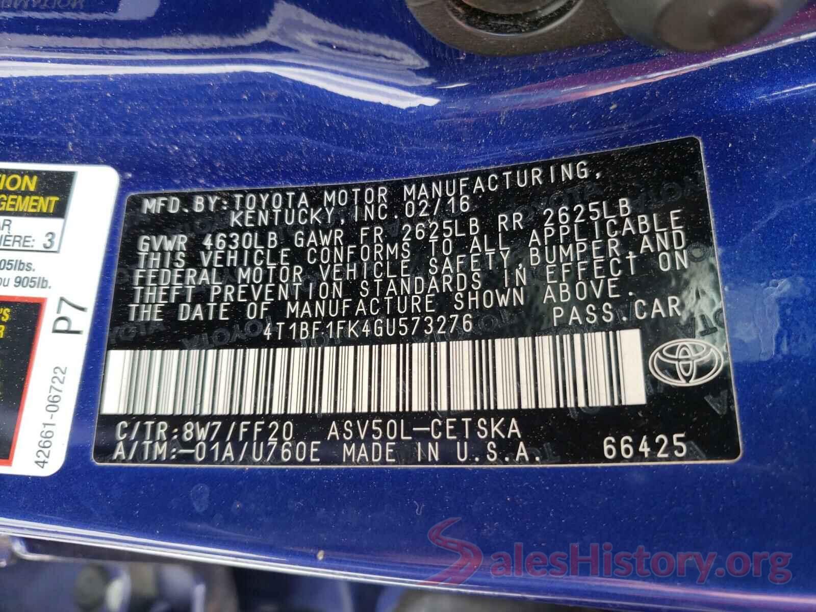 4T1BF1FK4GU573276 2016 TOYOTA CAMRY