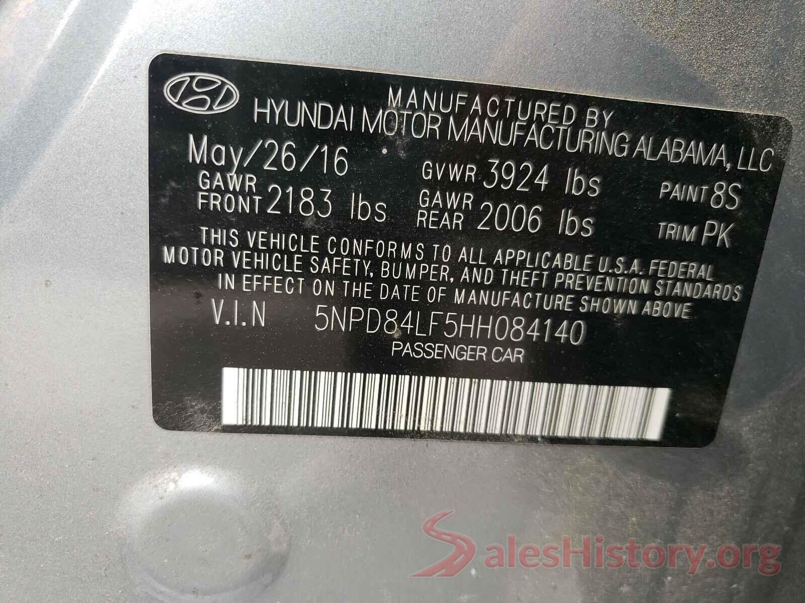 5NPD84LF5HH084140 2017 HYUNDAI ELANTRA