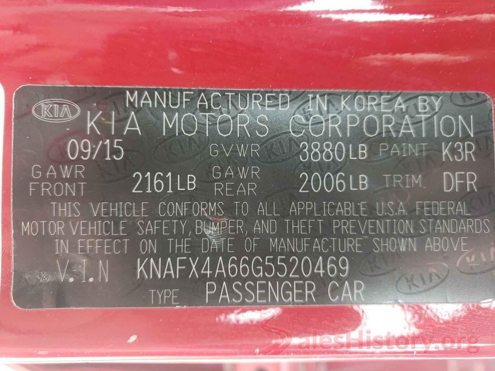 KNAFX4A66G5520469 2016 KIA FORTE