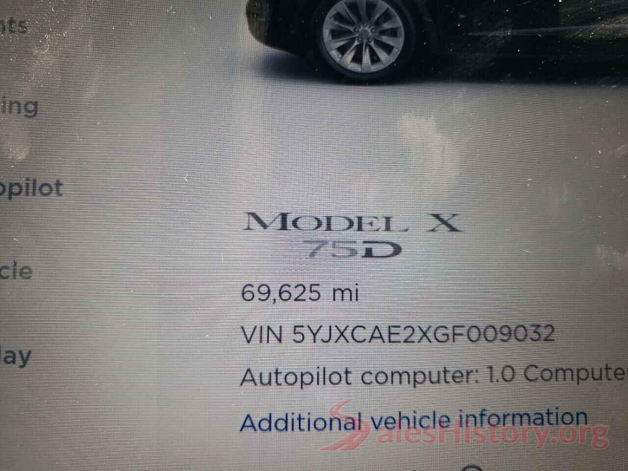 5YJXCAE2XGF009032 2016 TESLA MODEL X