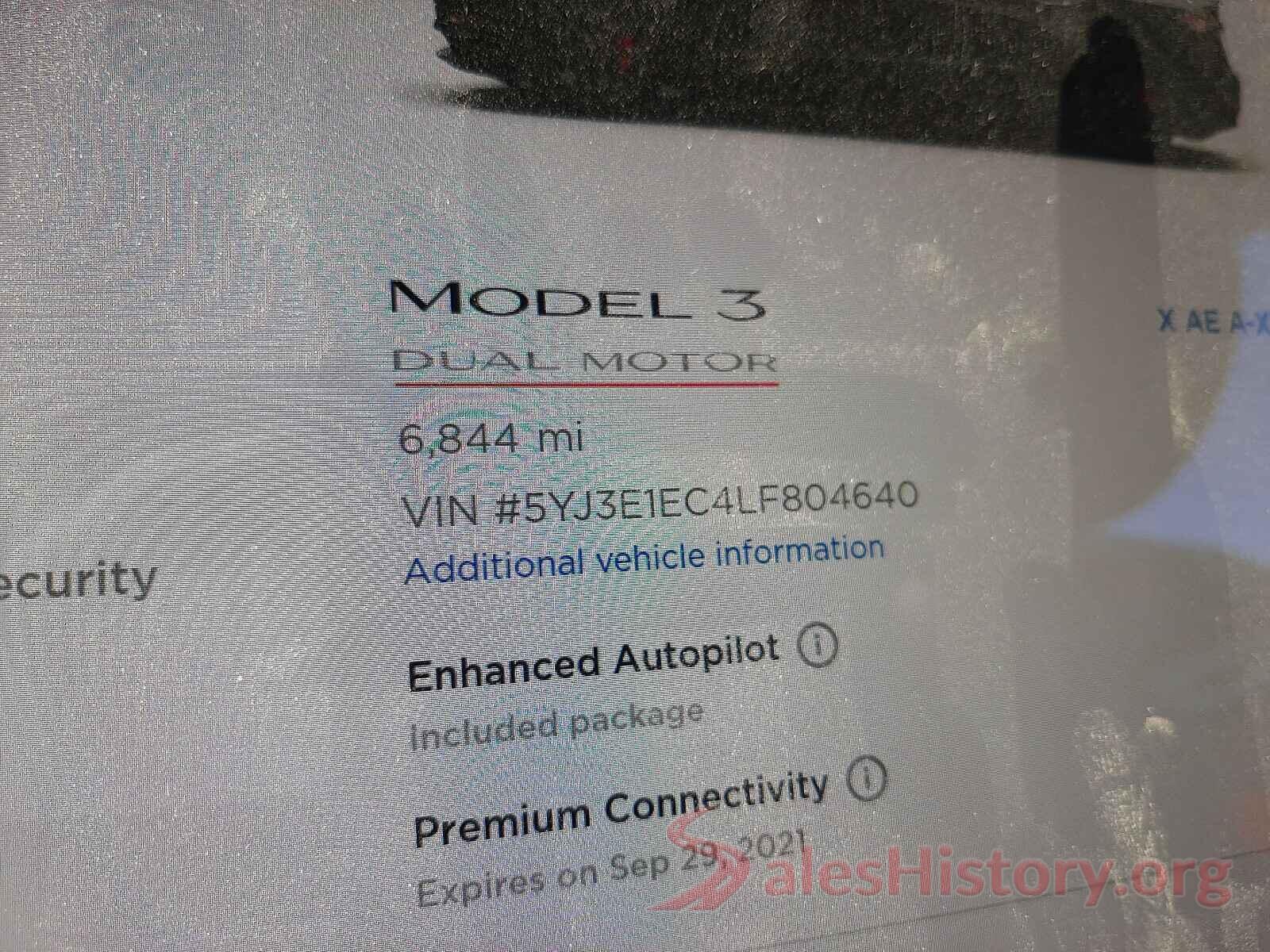 5YJ3E1EC4LF804640 2020 TESLA MODEL 3