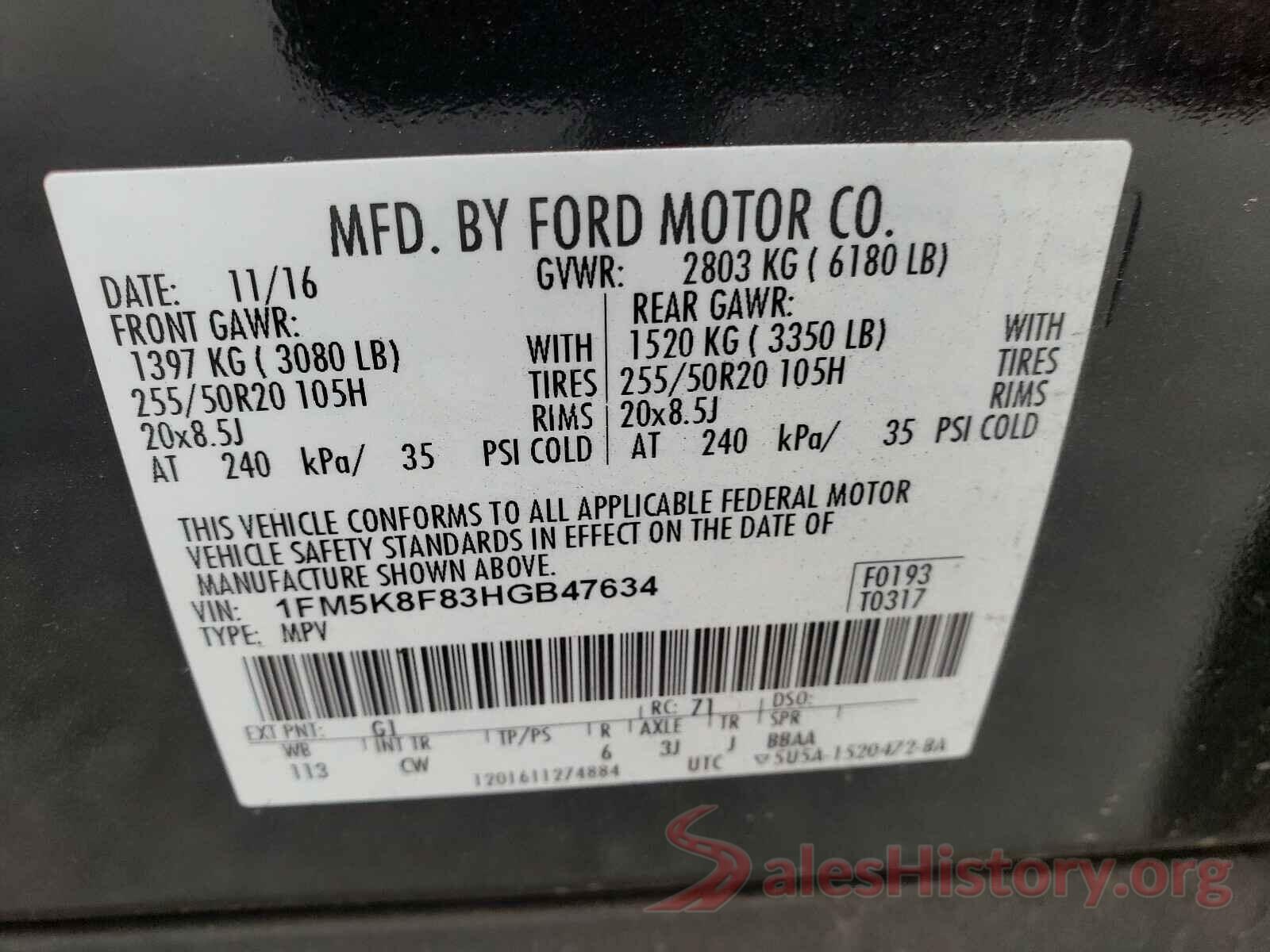 1FM5K8F83HGB47634 2017 FORD EXPLORER