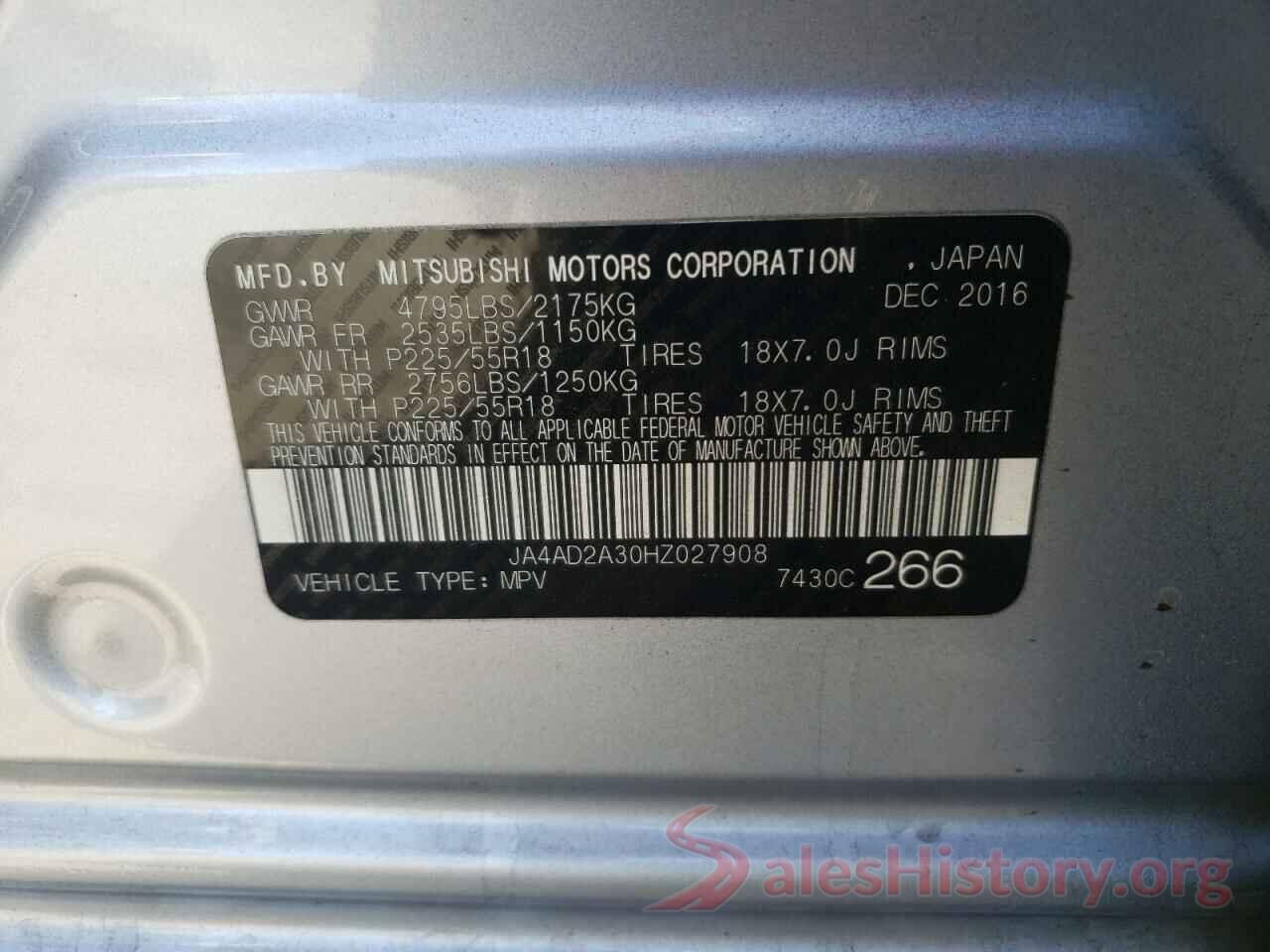 JA4AD2A30HZ027908 2017 MITSUBISHI OUTLANDER