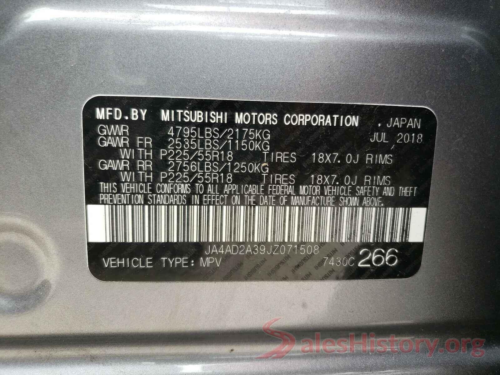 JA4AD2A39JZ071508 2018 MITSUBISHI OUTLANDER