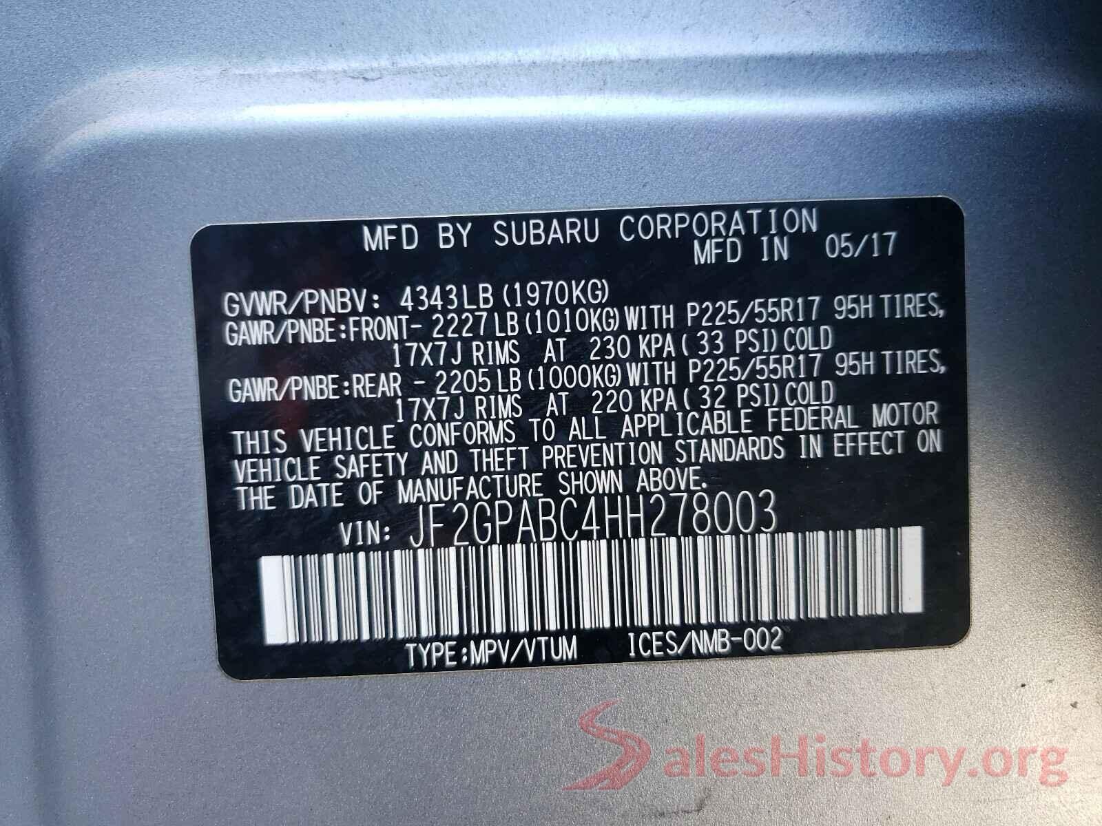 JF2GPABC4HH278003 2017 SUBARU CROSSTREK