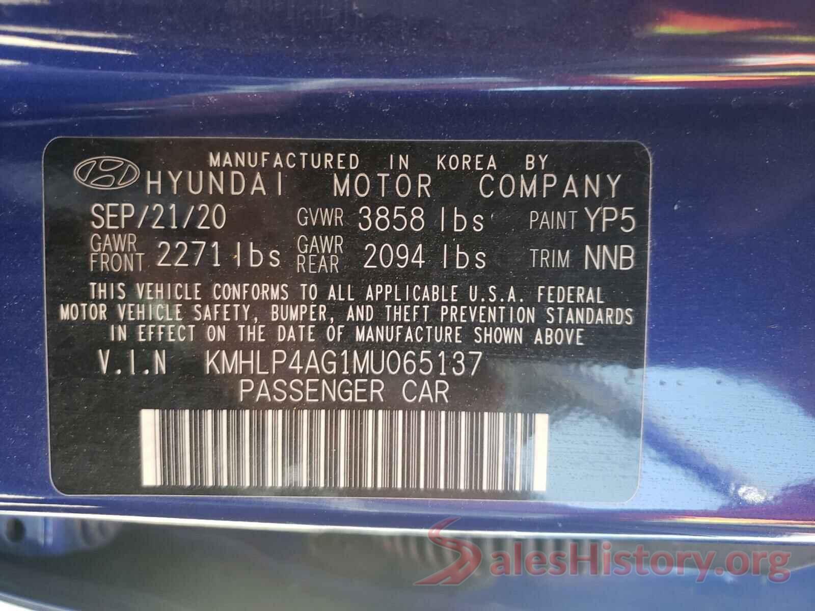 KMHLP4AG1MU065137 2021 HYUNDAI ELANTRA