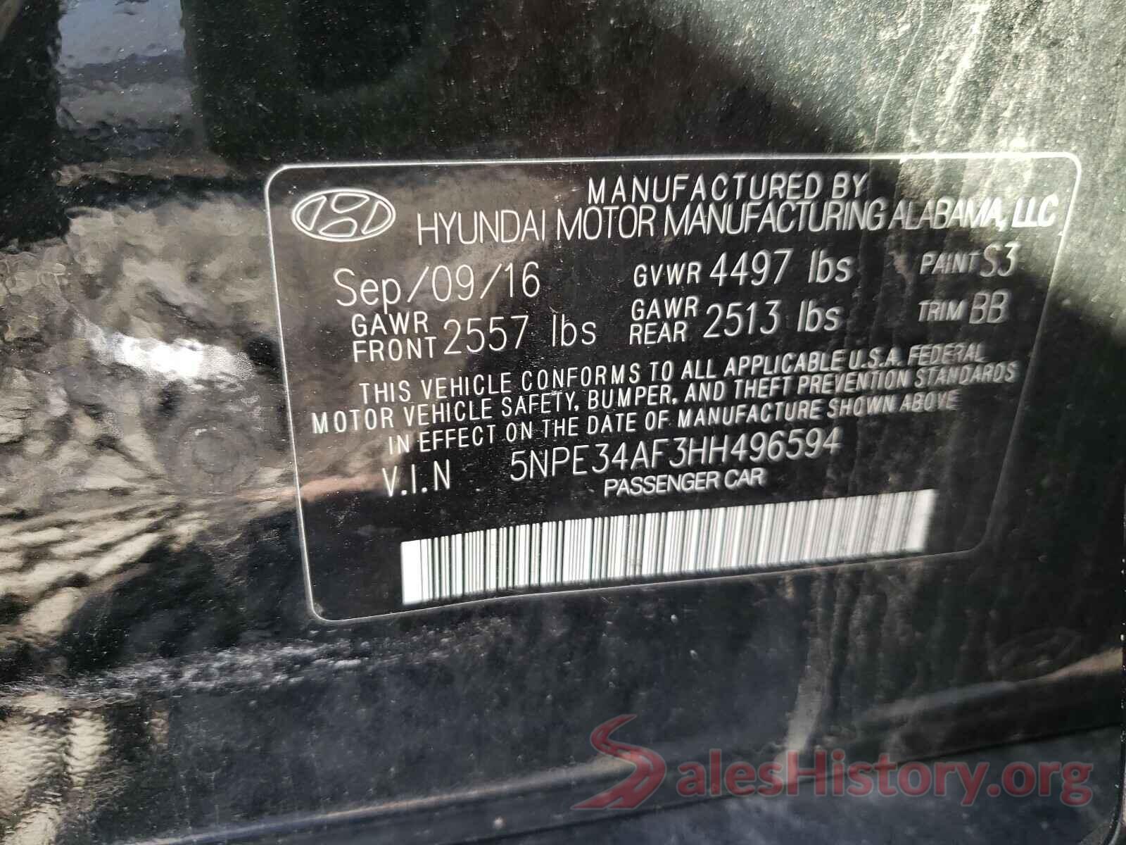 5NPE34AF3HH496594 2017 HYUNDAI SONATA